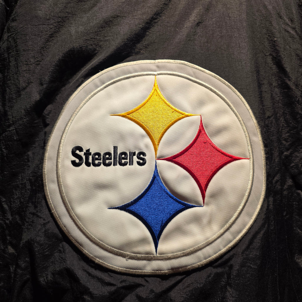 VTG Pittsburgh Steelers Reebok NFL Puffer Jacket Big Logo Mens: XL