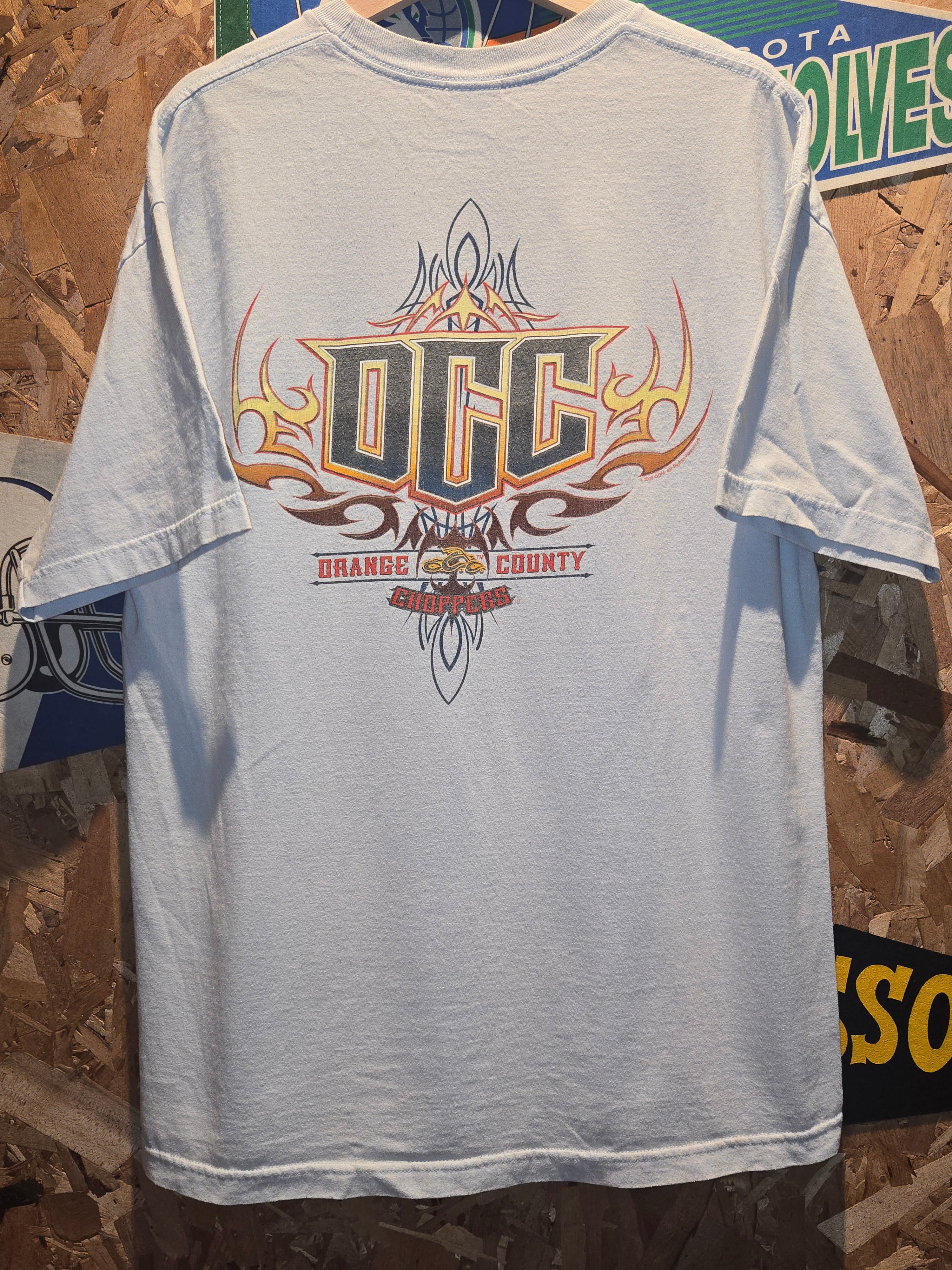 VTG 2004 Orange County Choppers Light Blue Graphic T-Shirt Sz XL