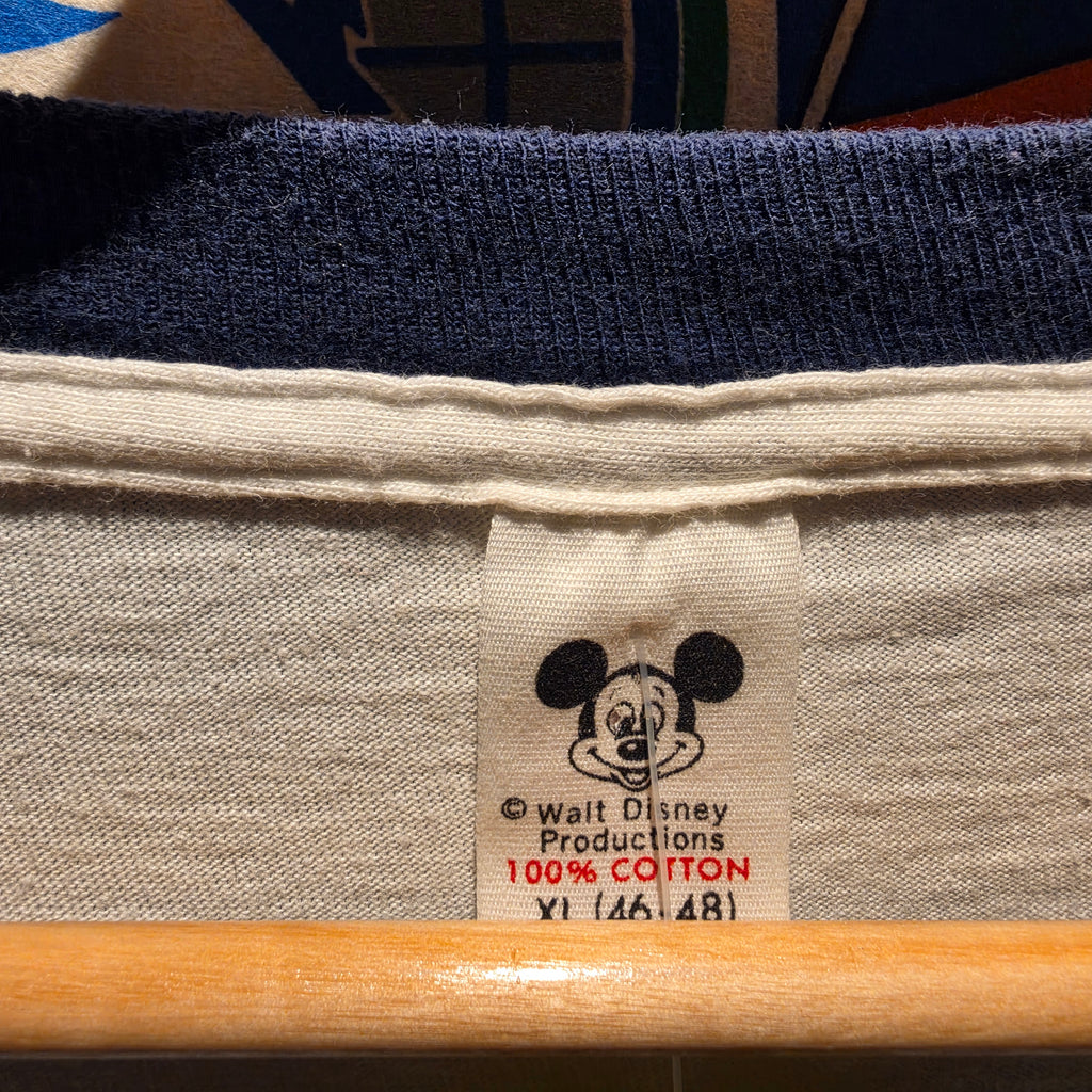 VTG 70s Mickey Mouse Walt Disney Productions Ringer T-Shirt: XL