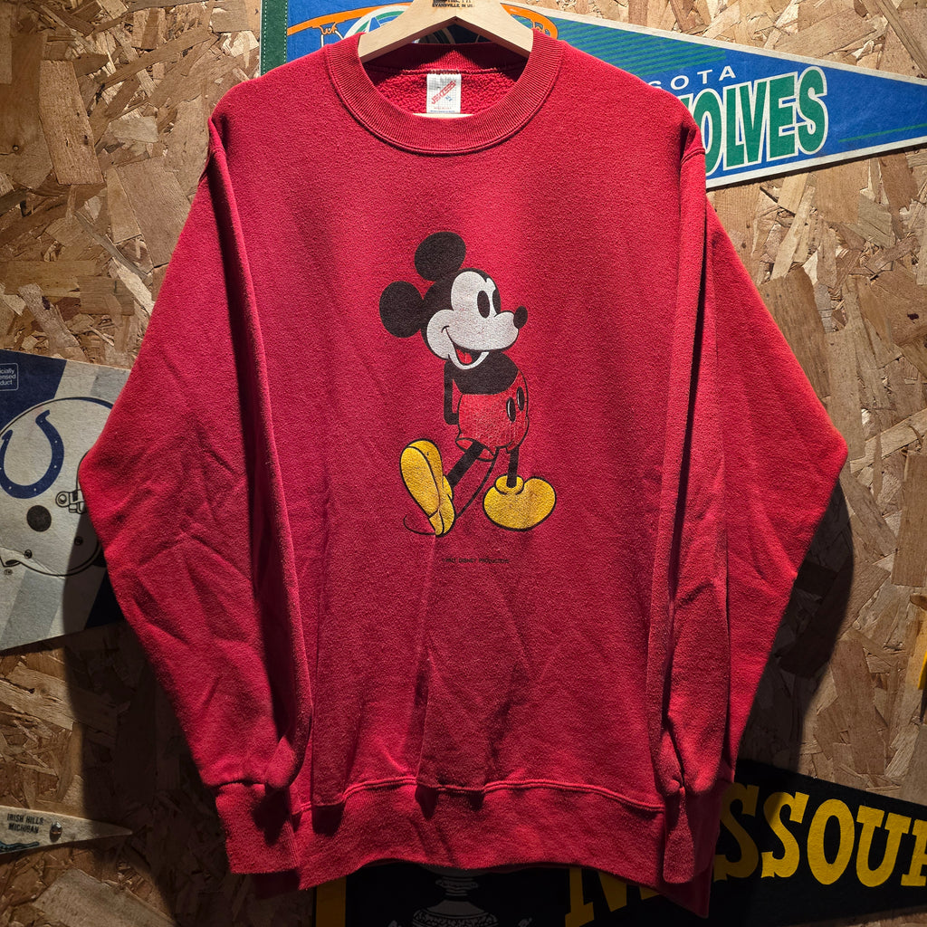 VTG 90's Mickey Mouse Red Sweatshirt Walt Disney: XL