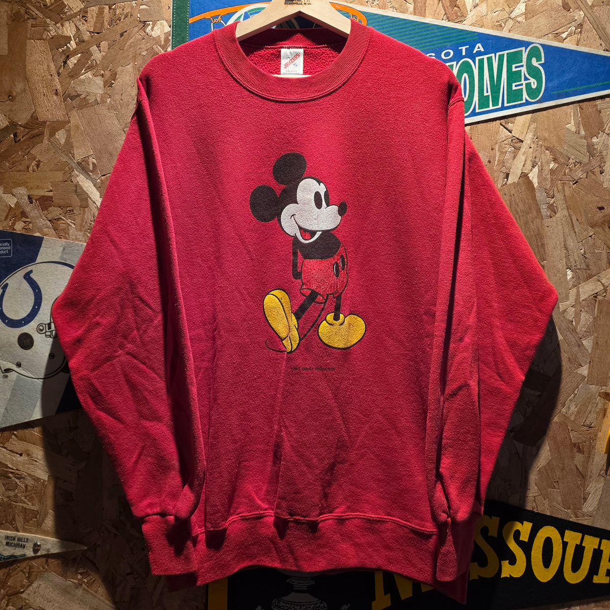 VTG 90's Mickey Mouse Red Sweatshirt Walt Disney: XL