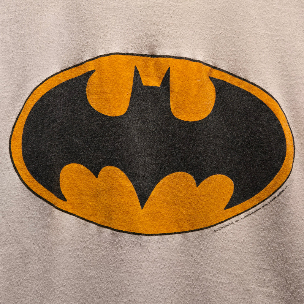 VTG Batman Signal Changes Tag White T-Shirt Single Stitch: Small
