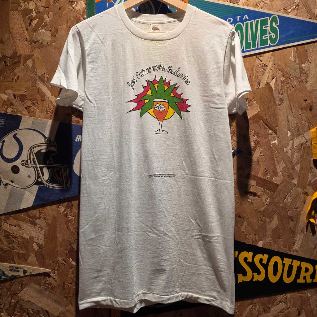 VTG 1974 Jose Cuervo White Graphic T-Shirt: Large