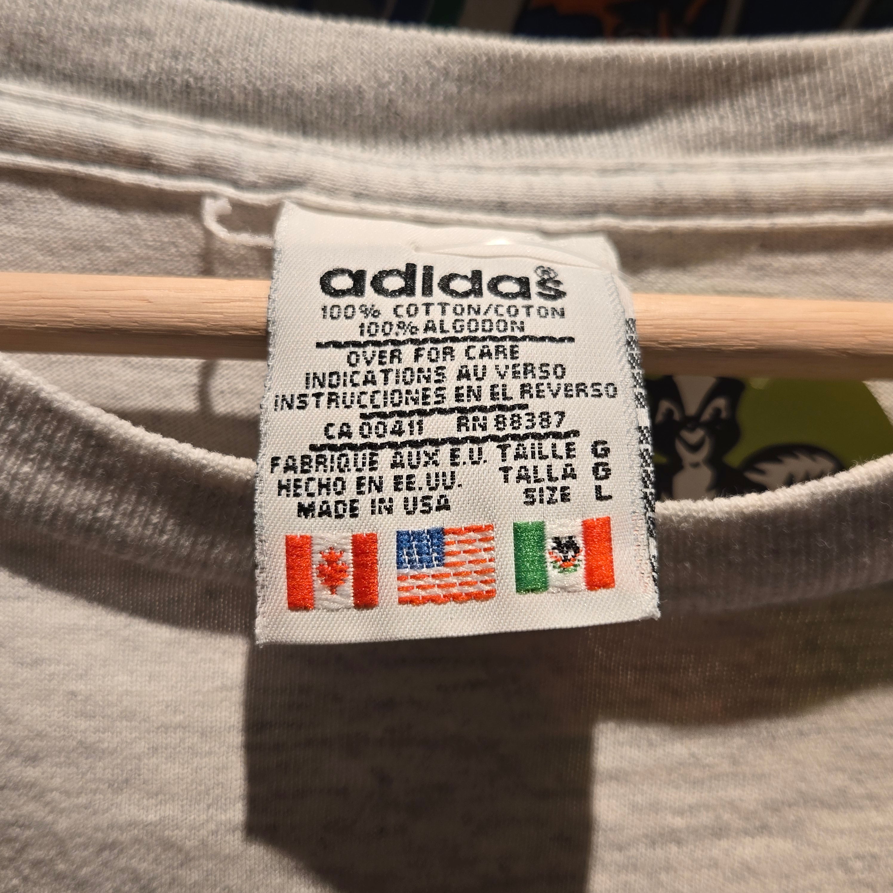 VTG Adidas Soccer Graphic Made In USA T-Shirt Spellout: Large