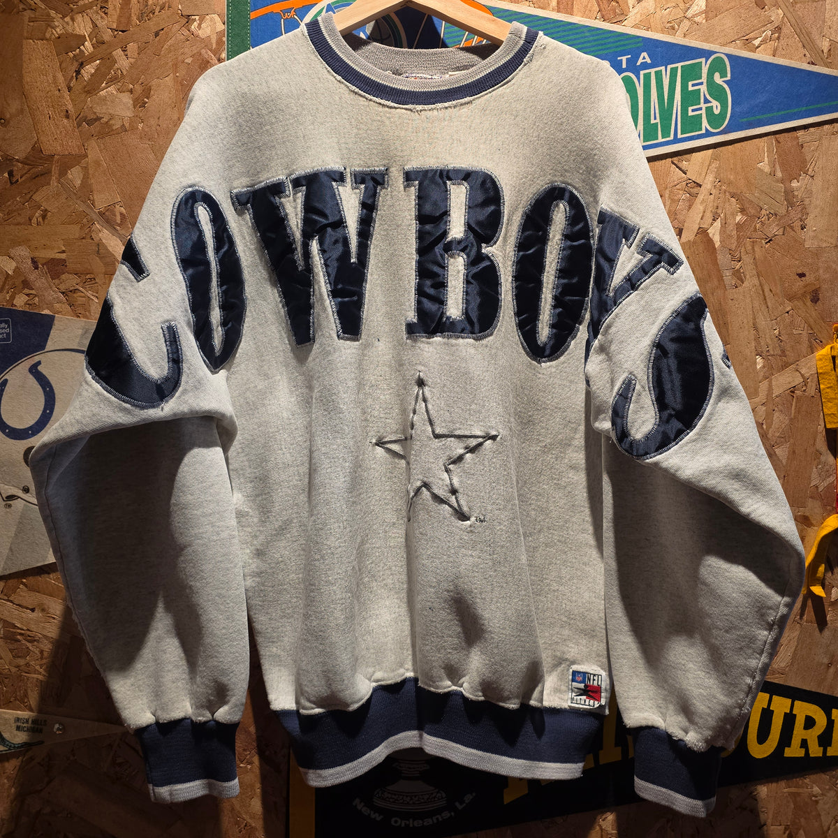 VTG Dallas Cowboys Huge Spellout Sweatshirt Grey Star
