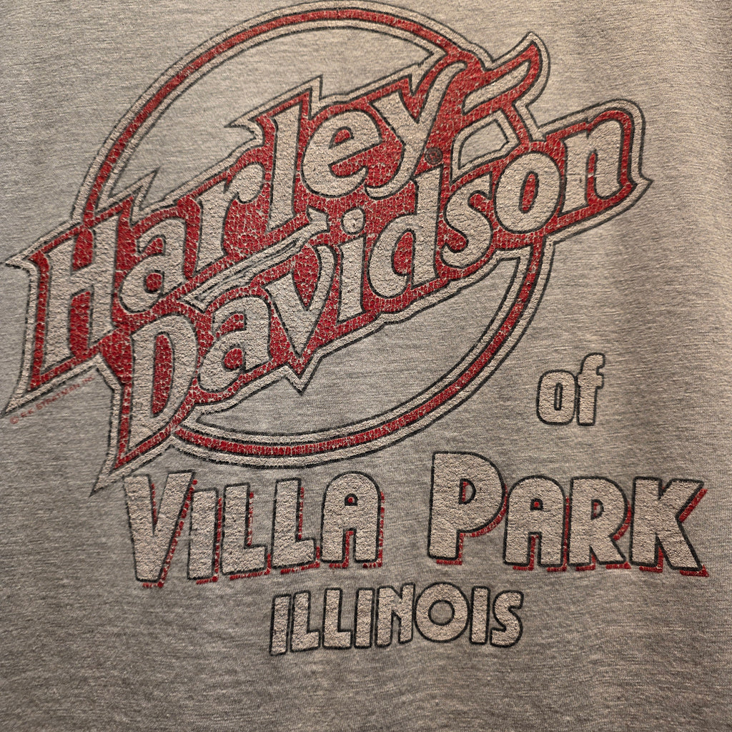 VTG 1993 Harley Davidson Single Stitch Grey Villa Park Illinois T-shirt: XL