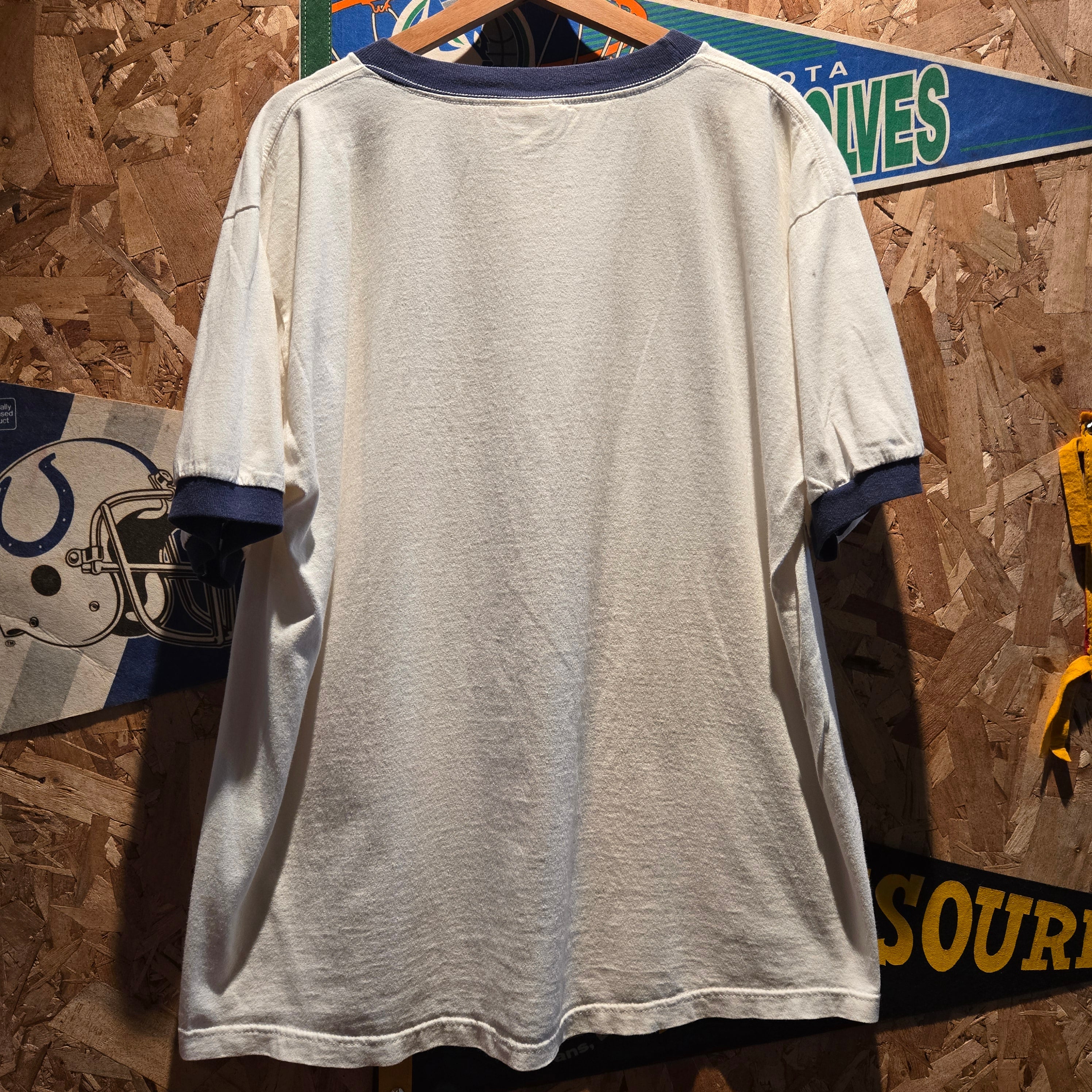 VTG 90's Indiana Pacers Ringer Embroidered Logo Lee Sports T-Shirt: XL
