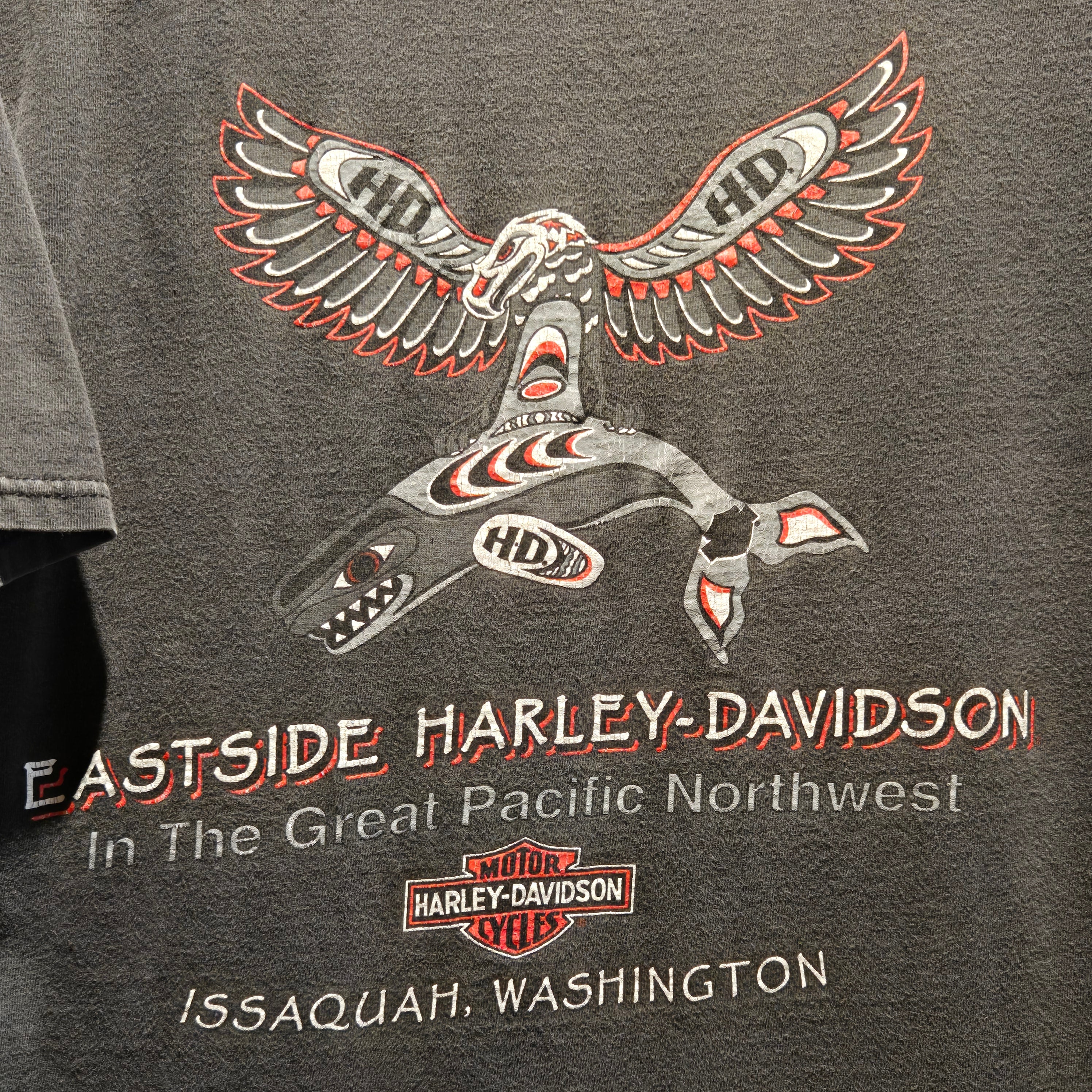 VTG 1996 Harley Davidson United States Eagle Shark Black T-Shirt: Medium