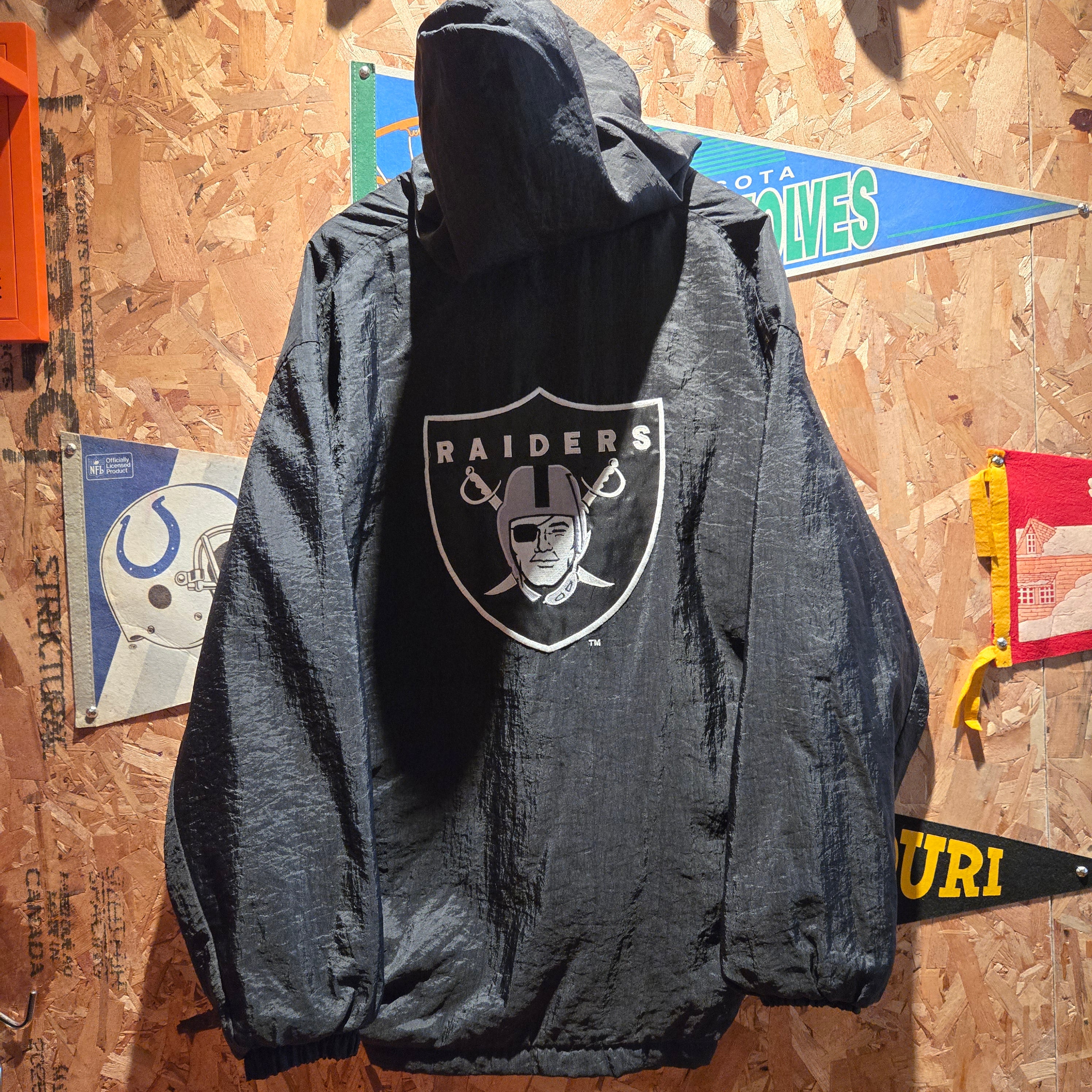 VTG Oakland Raiders Starter ProLine Puffer Jacket Full Zip Hooded: Large