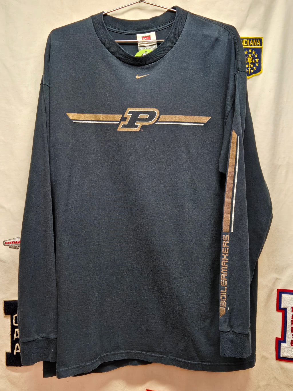 VTG Purdue Boilermakers Center Swoosh Black Long Sleeve: XL