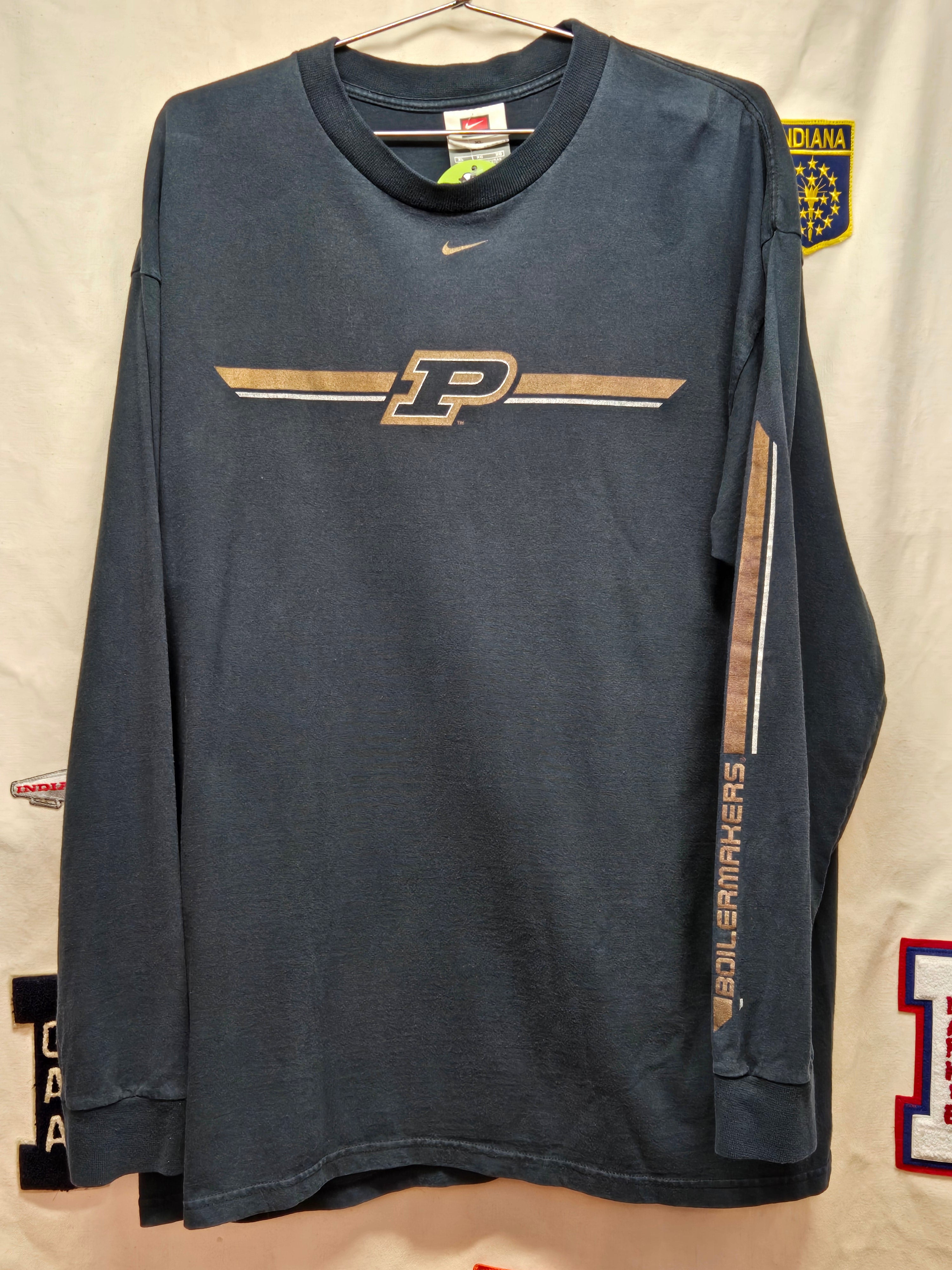 VTG Purdue Boilermakers Center Swoosh Black Long Sleeve: XL