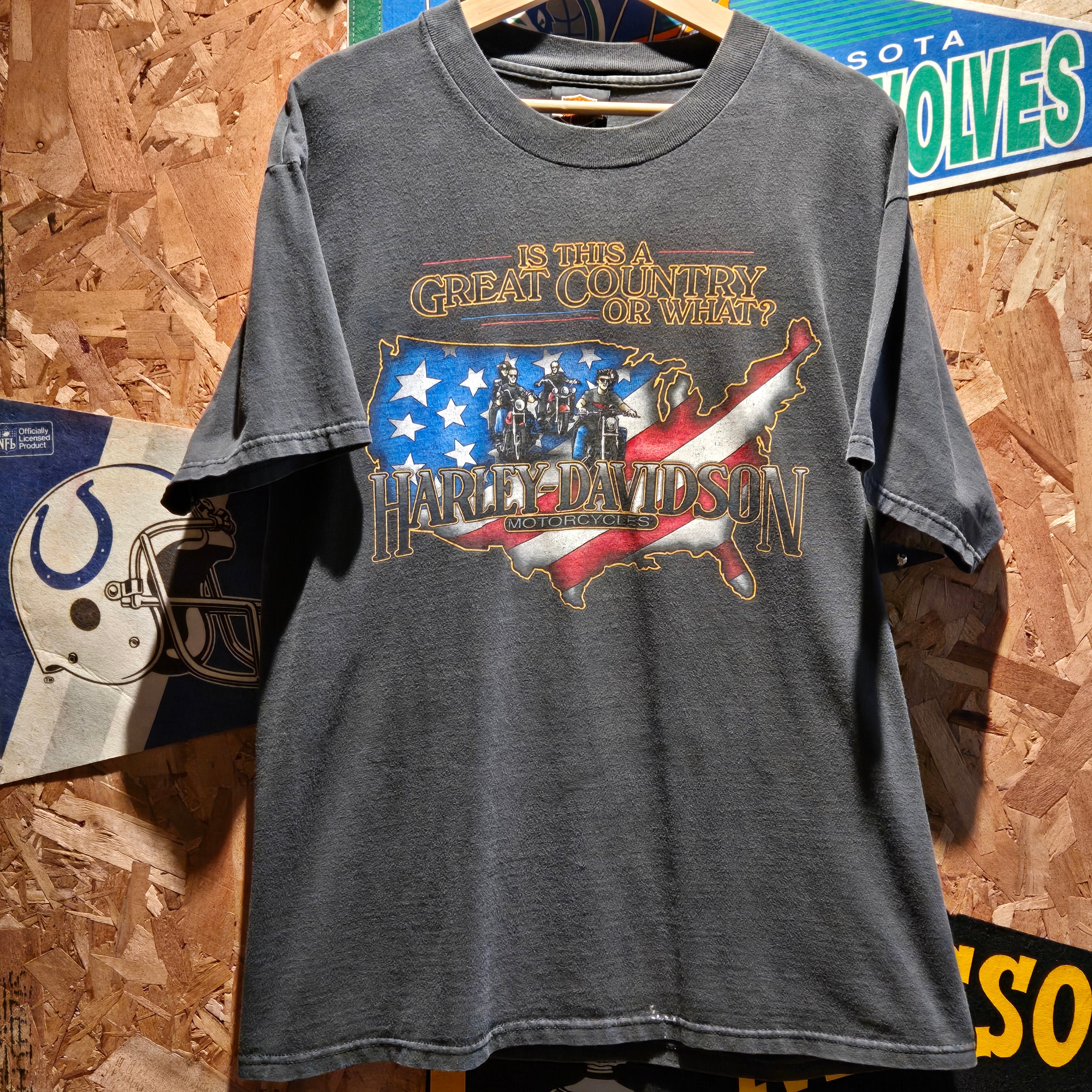 VTG 1996 Harley Davidson United States Eagle Shark Black T-Shirt: Medium