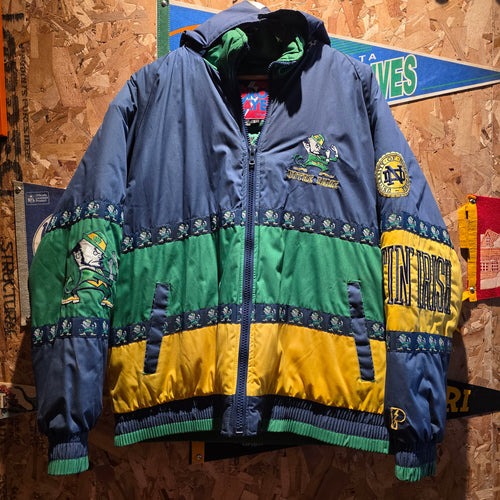 Vintage 90s Notre Dame Fighting Irish Pro Player Puffer Jacket: Large