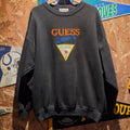 VTG 90'S Guess Jeans Black Embroidered Sweatshirt Made In USA: XL