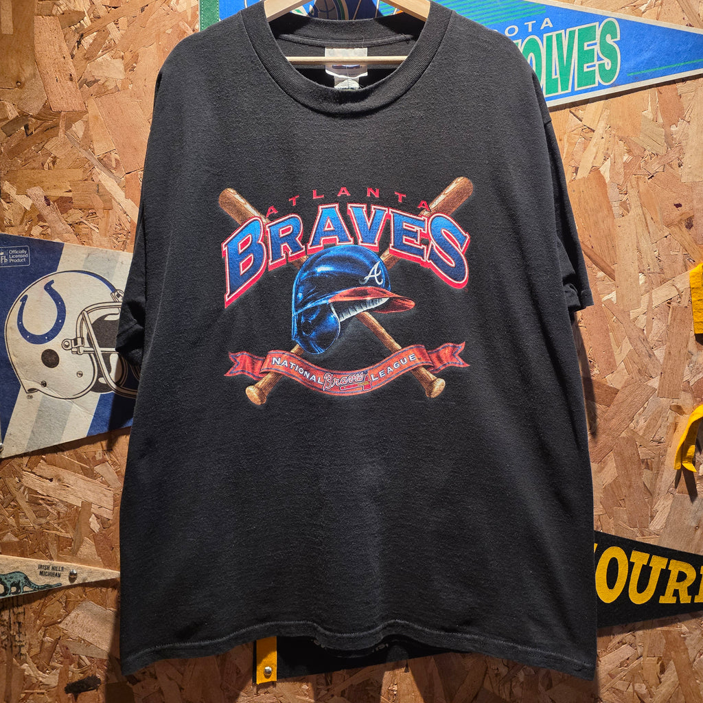 VTG 2002 Atlanta Braves National Leauge Black T-Shirt : XL