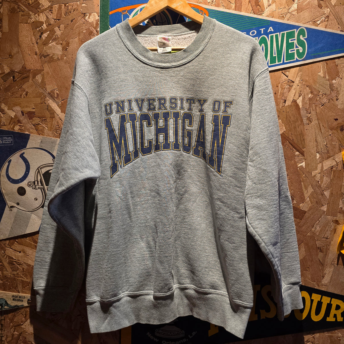 VTG 90's University Of Michigan Grey Sweatshirt: Large
