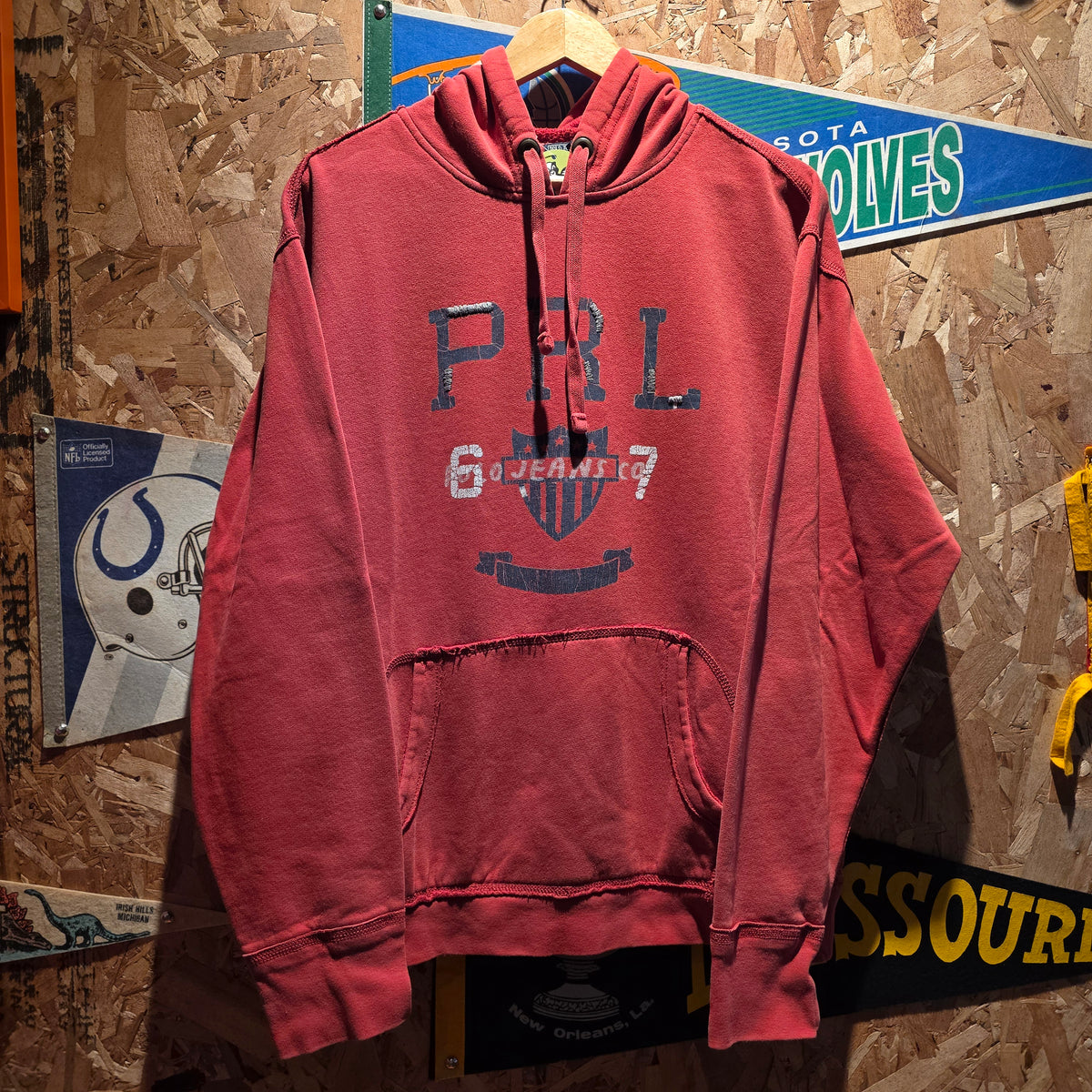 VTG Y2K Polo Jeans Co. Hoodie Mens Crest Graphic Fleece: Large