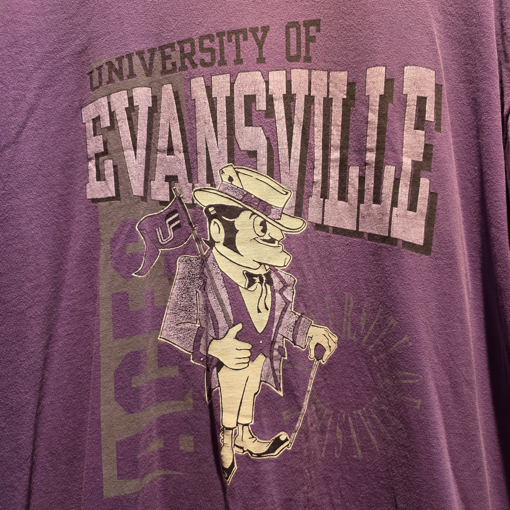 VTG University Of Evansville Aces Single Stitch Purple T-Shirt: XL