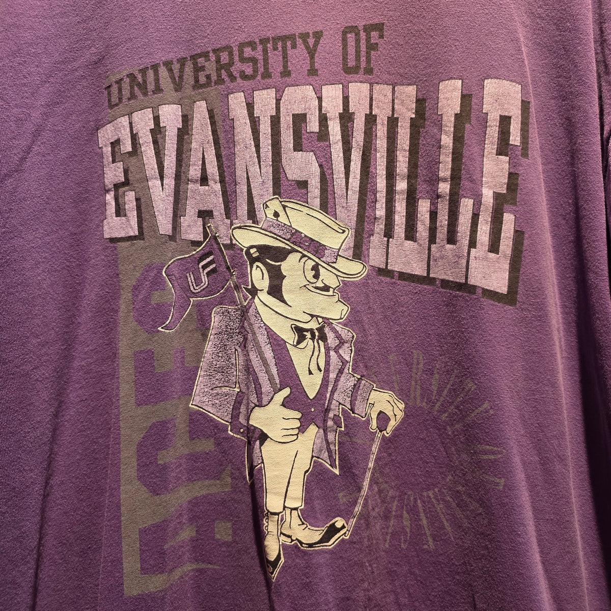 VTG University Of Evansville Aces Single Stitch Purple T-Shirt: XL