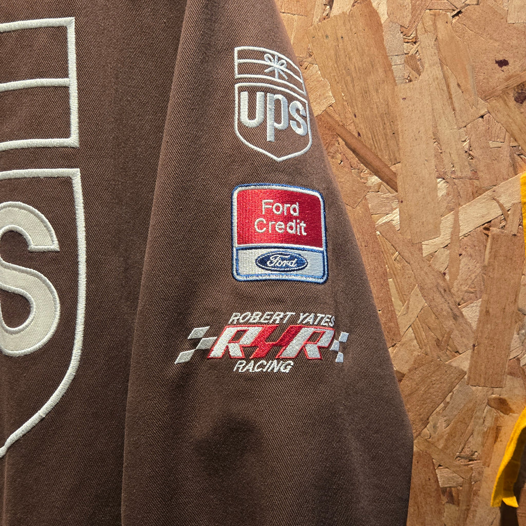 VTG Dale Jarrett Chase Authentics UPS Racing Jacket Large Brown/White