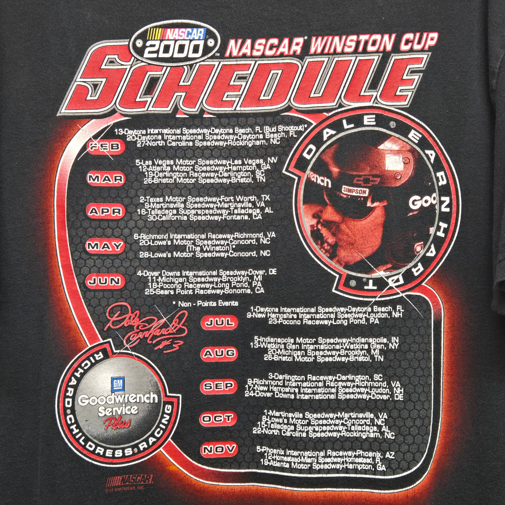 VTG 2000 Dale Earnhardt Intimidator Schedule Black T-Shirt: XL