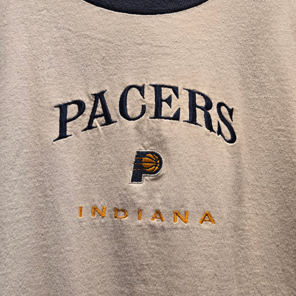 VTG 90's Indiana Pacers Ringer Embroidered Logo Lee Sports T-Shirt: XL