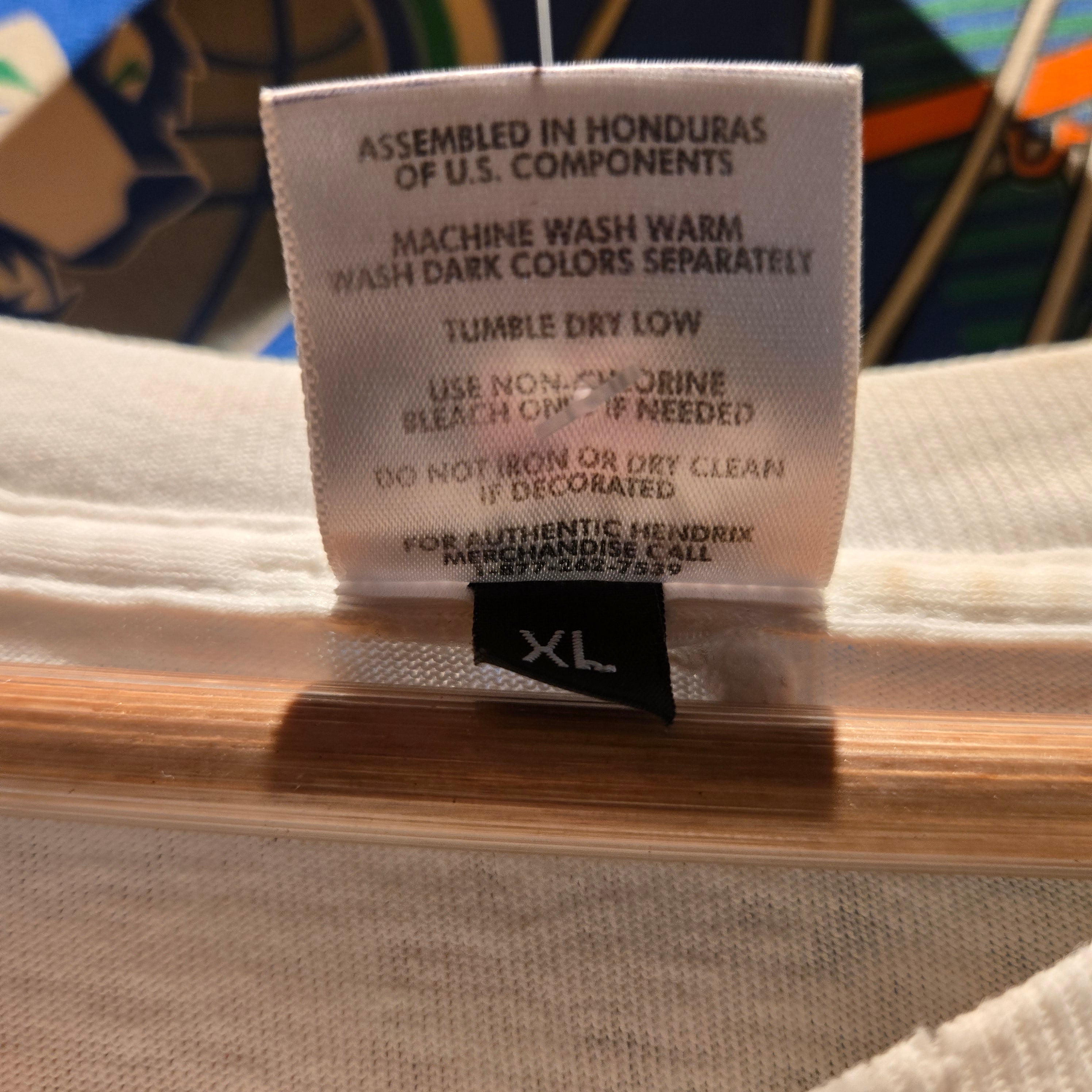 VTG 2000 Jimi Hendrix Y2K White T-Shirt Double Sided: XL