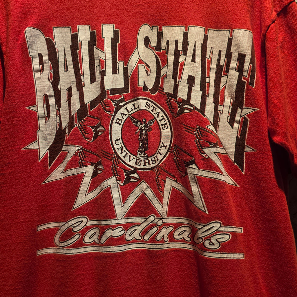 VTG 90's Ball State University Cardinals Red T-Shirt: Large