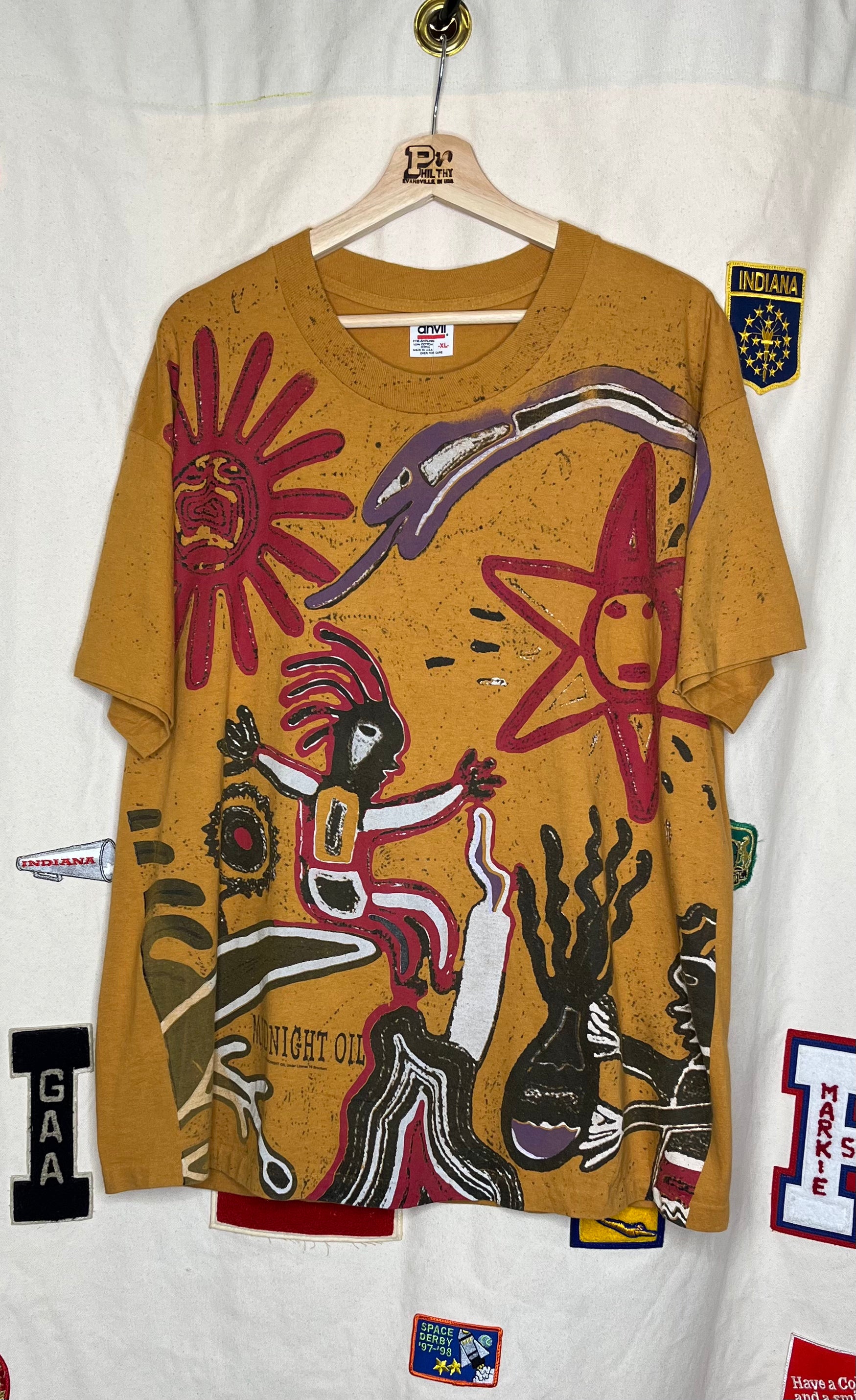 Midnight Oil Tシャツ XL 1993 Midnight Oil Earth Sun and Moon All Over Print T-Shirt