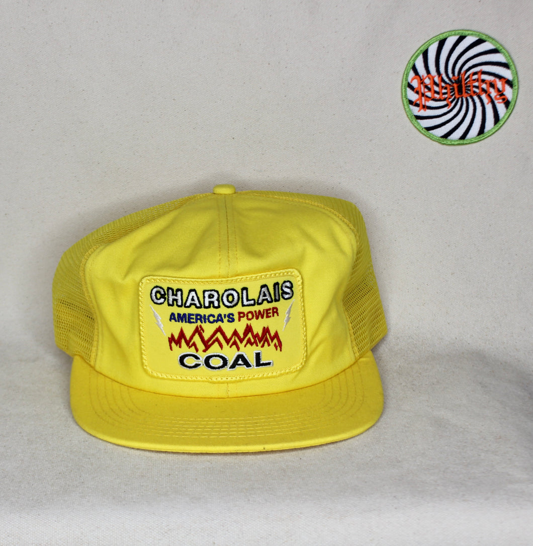 Vintage Charolais America's Power Coal Yellow Trucker Snapback Patch Hat K-Products