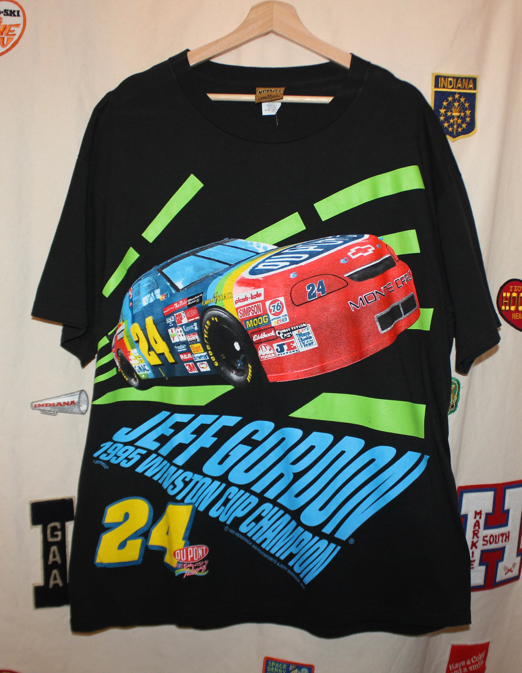 Jeff Gordon 24 NASCAR All Over Print Black Nutmeg T-Shirt: L