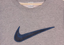 Load image into Gallery viewer, Vintage Nike Blue Swoosh USA Grey Crewneck Sweatshirt: Medium
