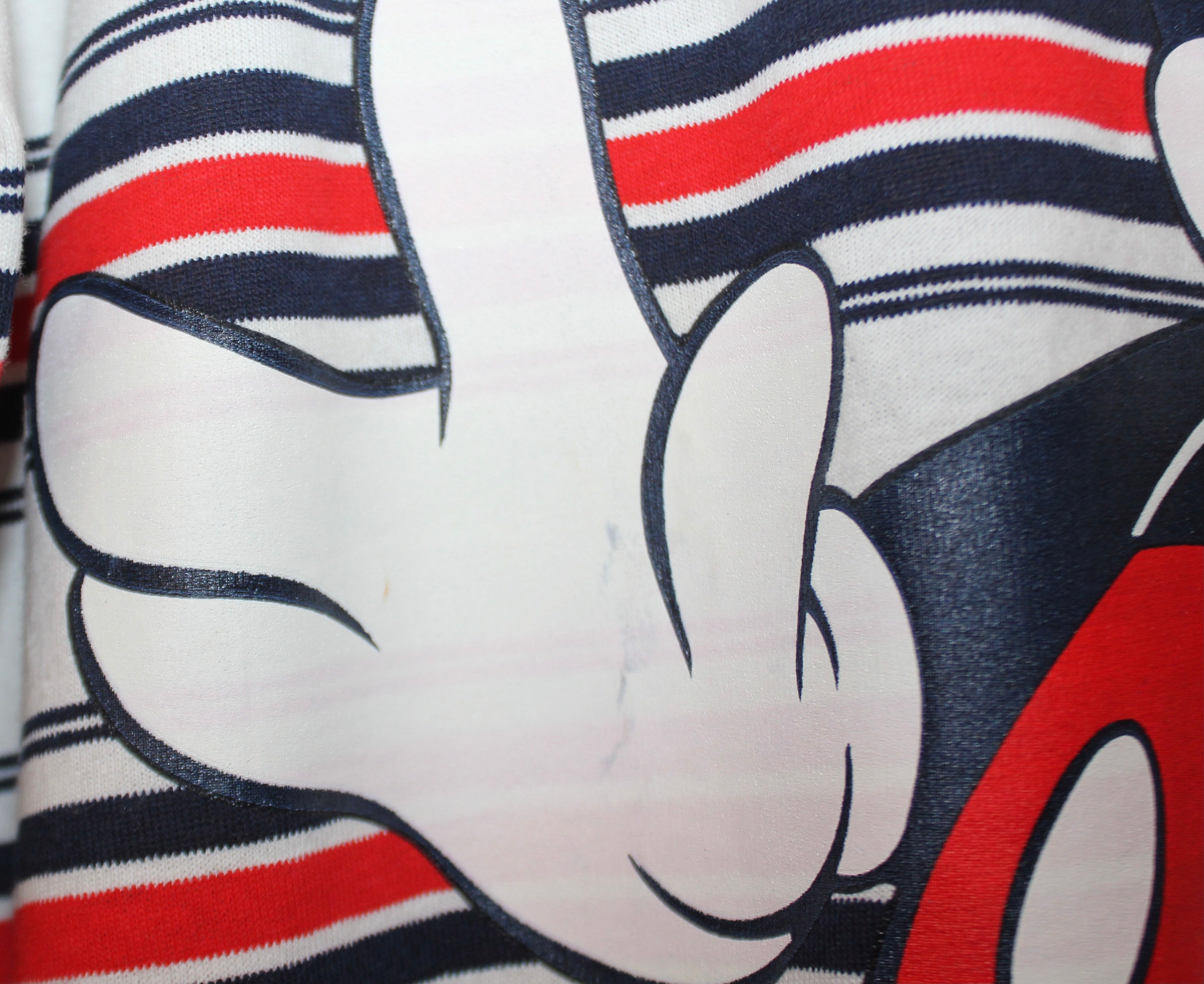 Vintage NWT Mickey Mouse Striped White/Red/Navy T-Shirt NWT: XL