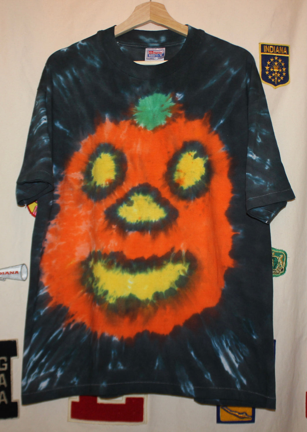 Pumpkin Face Tie-Dye T-Shirt: XL