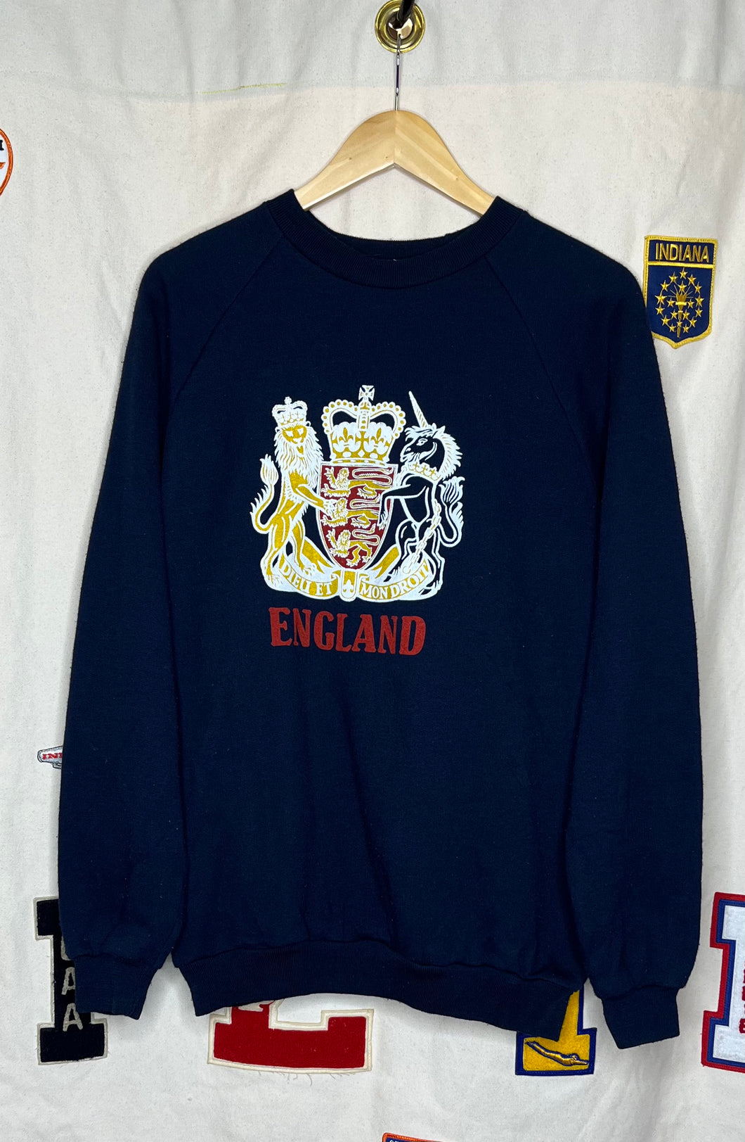 Vintage England Crest Printed Blue Crewneck: M/L