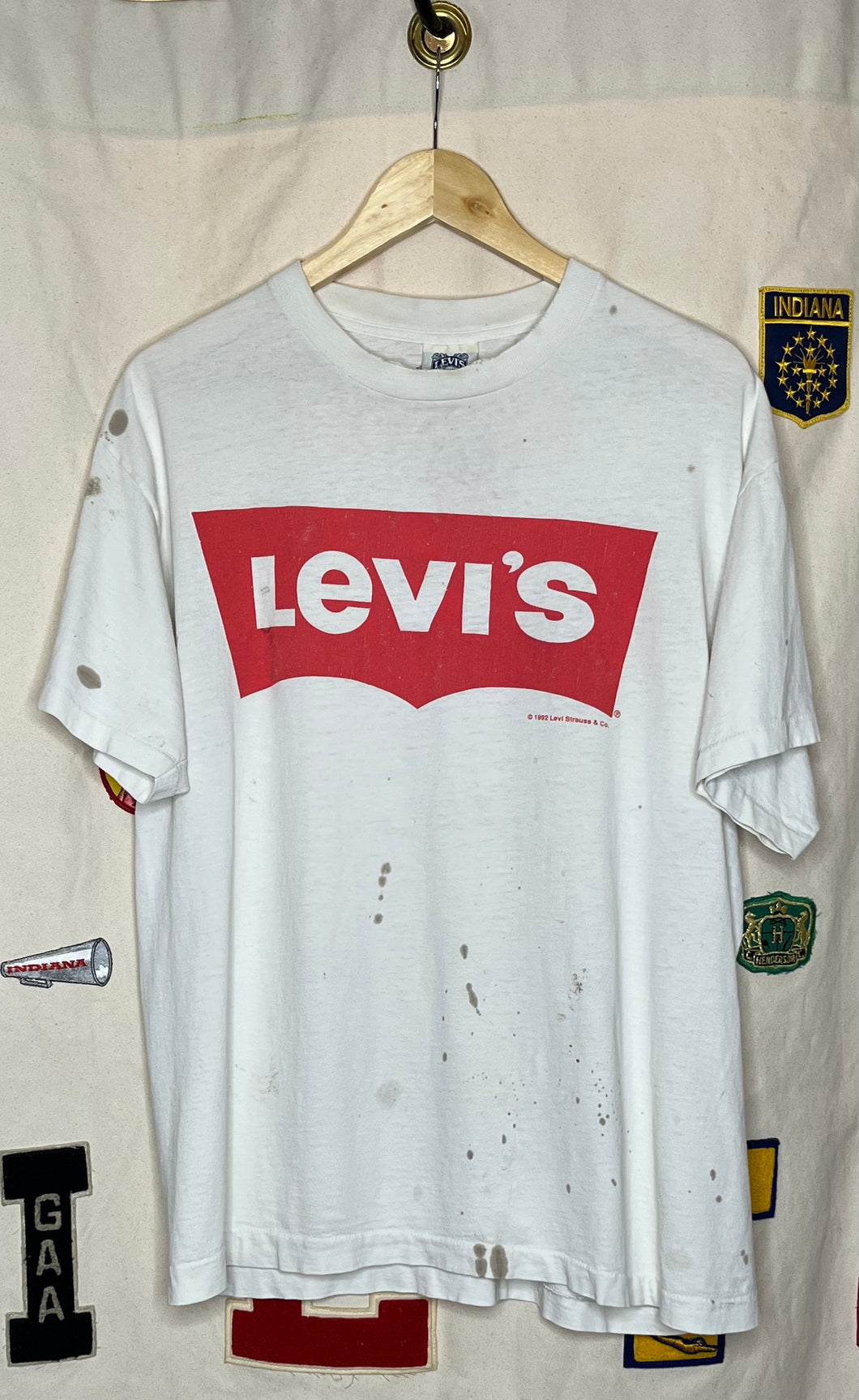 1992 Levi's White Thrashed T-Shirt: L