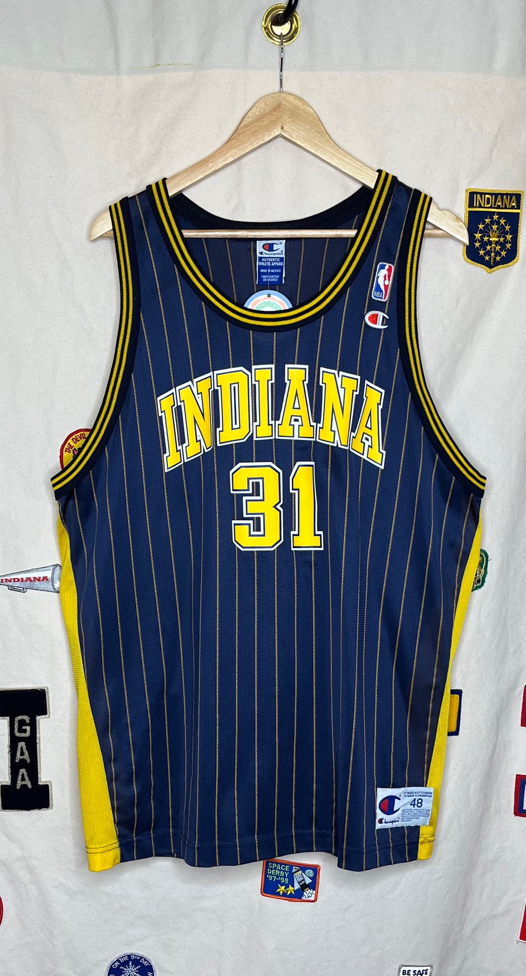 Indiana Pacers Reggie Miller Champion Pinstripe Jersey: XL