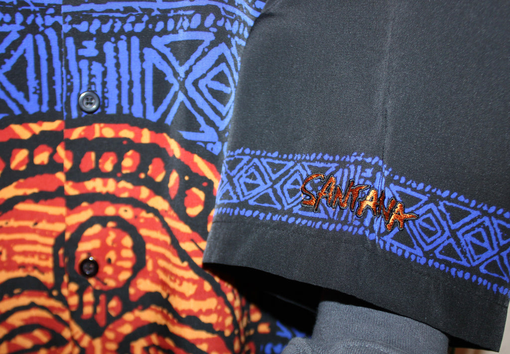 Vintage Carlos Santana Black/Blue Button Up Shirt by Dragonfly: Large