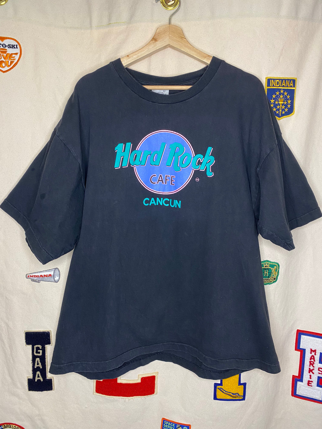 Hard Rock Cafe Cancun Neon Graphic T-Shirt: XL