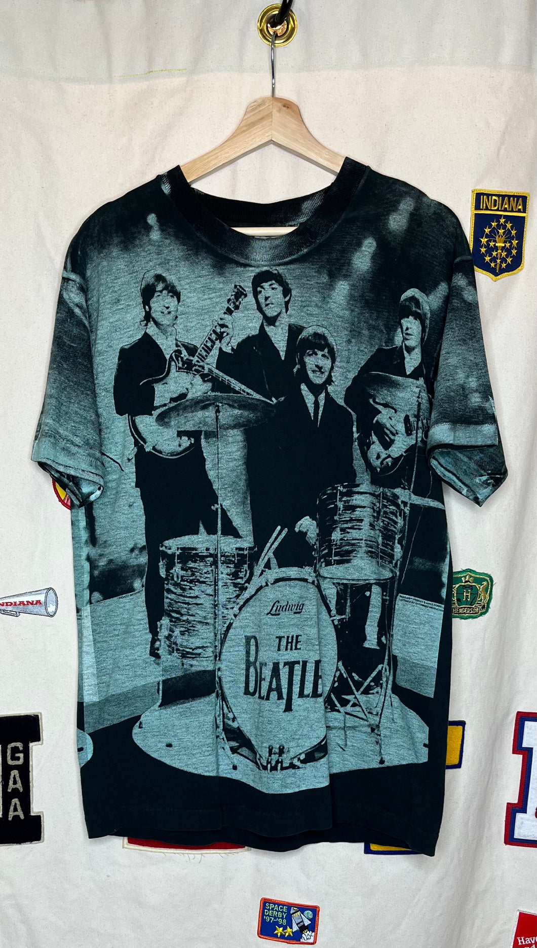 Vintage The Beatles All Over Print T-Shirt: L