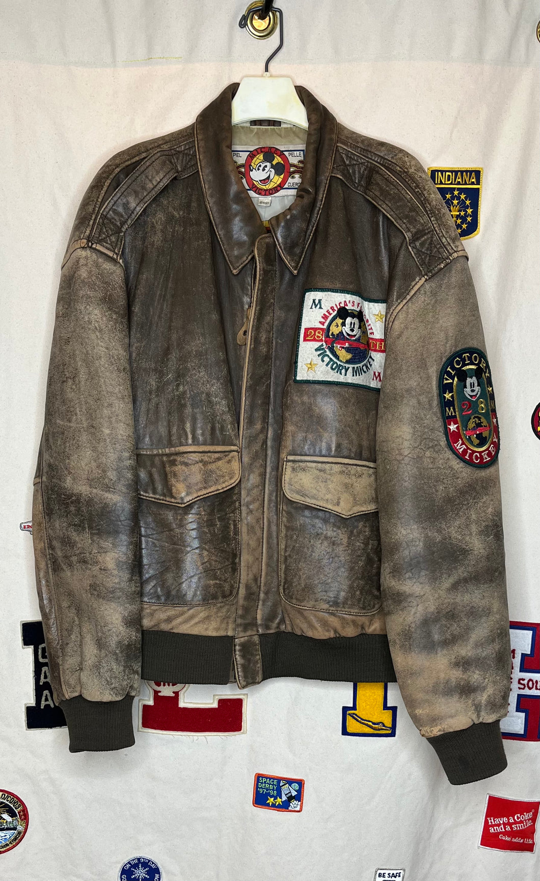 Mickey Mouse Disney Brown Fighter Pilot Jacket: L