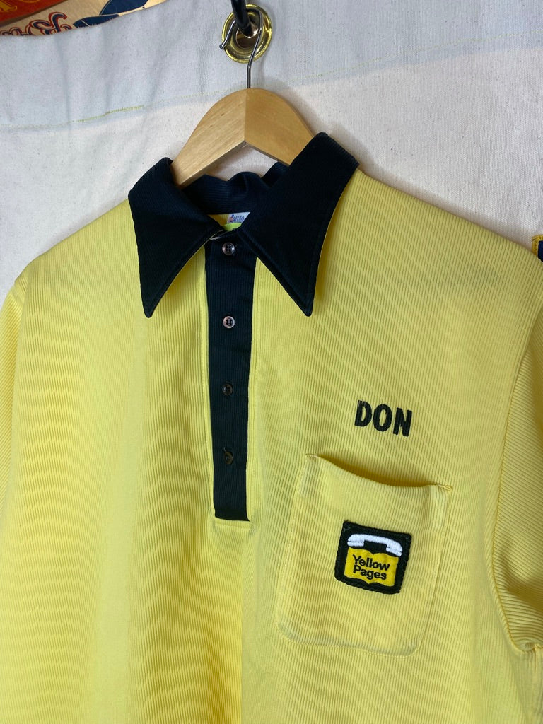 Vintage Yellow Pages 60’s Work Patch Bowling Shirt: Large