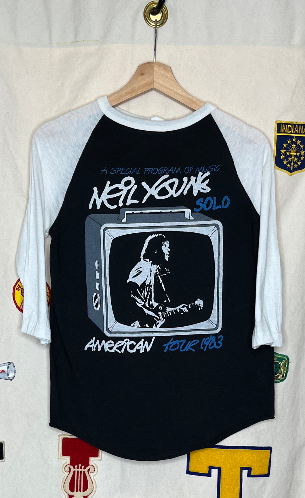 1983 Neil Young Solo Tour Raglan T-Shirt: M