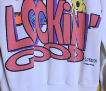 Load image into Gallery viewer, Vintage Freeze Garfield &amp; Odie We Run Things All Over Print White Crewneck Sweatshirt: M
