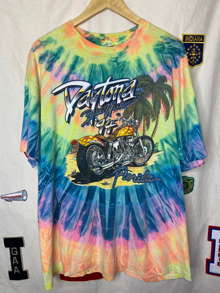 Vintage Daytona Bike Week Tie-Dye Shirt: XL