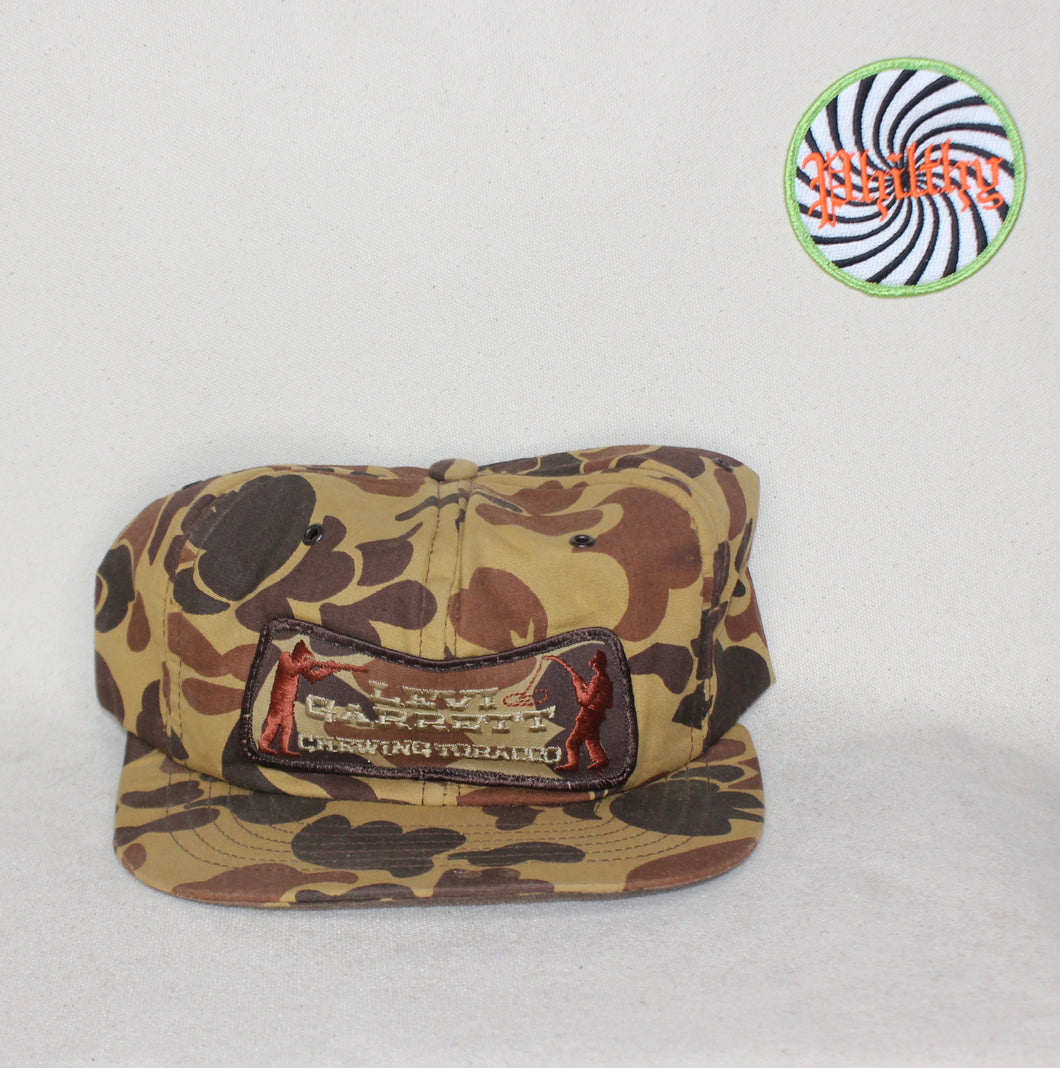 Vintage Levi Garrett Chewing Tobacco Camo Snapback Patch Trucker Hat