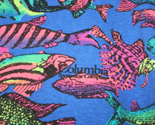 Load image into Gallery viewer, Columbia All Over Print Blue Neon Fish T-Shirt: XL
