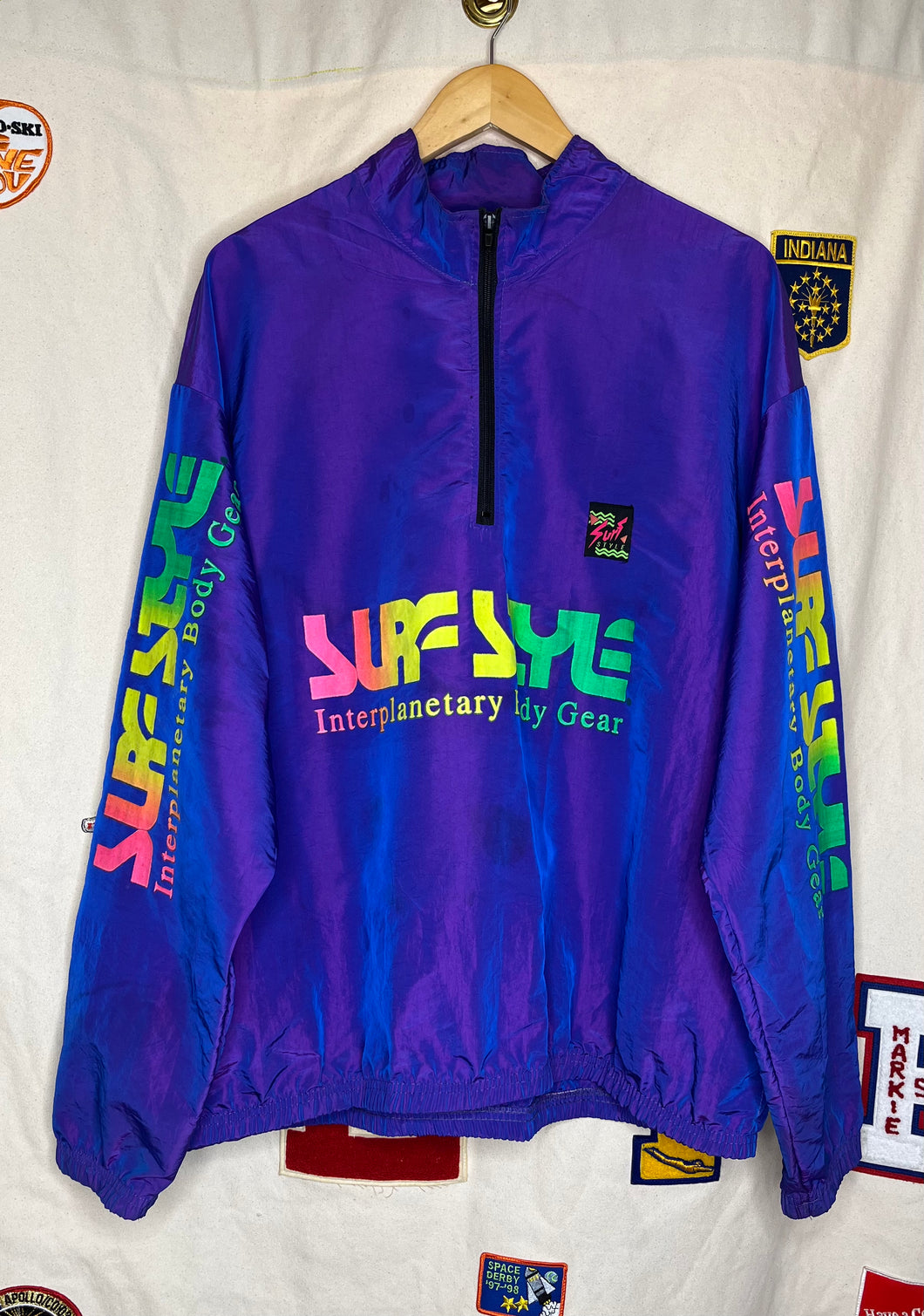 Surf Style Purple Neon Iridescent Windbreaker Jacket: XL