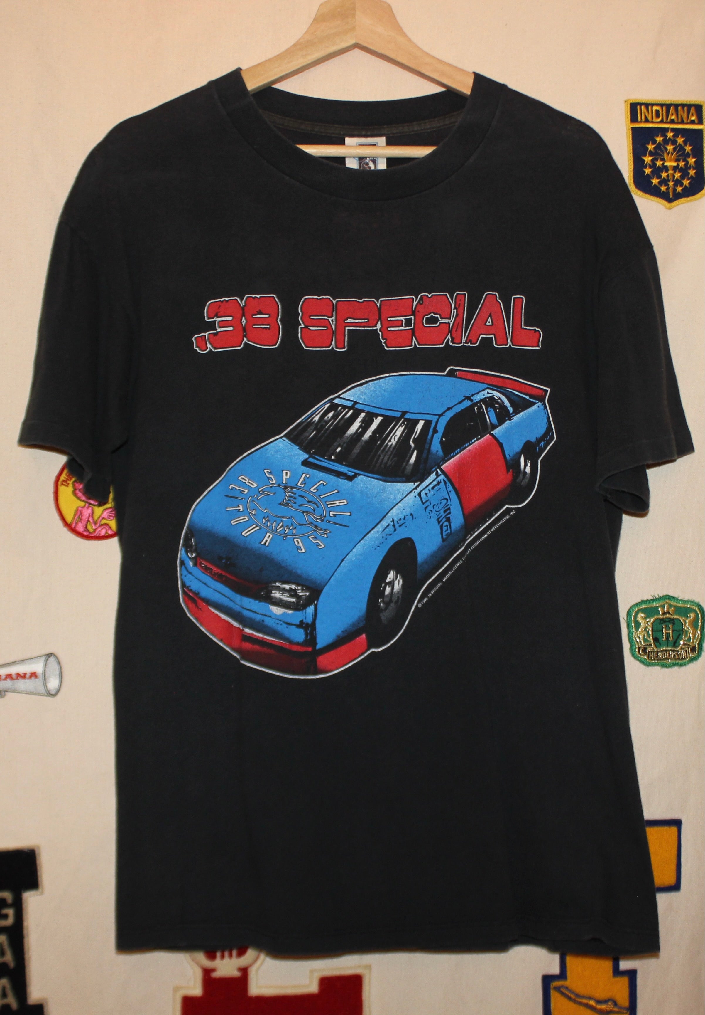 Vintage 1995 .38 Special Band Tour Nascar T-Shirt: L