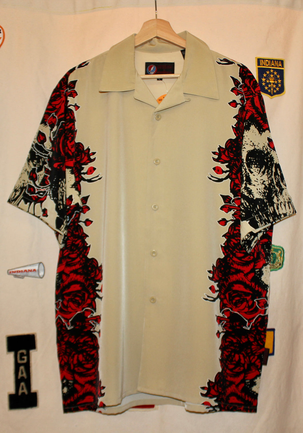 Grateful Dead Rose Skull Dragonfly Button-Up Shirt: L